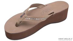 White Crystal Premier Leather Dark Brown 6-Layer Wedge 3/4" strap