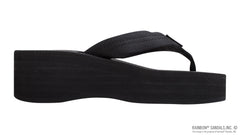 6 Layer Rubber Solid Black Wedge 1" EVA Filled Nylon Strap