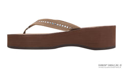 White Crystal Premier Leather Dark Brown 6-Layer Wedge 3/4" strap