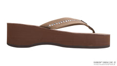 White Crystal Premier Leather  Dark Brown 6-Layer Wedge 3/4" strap