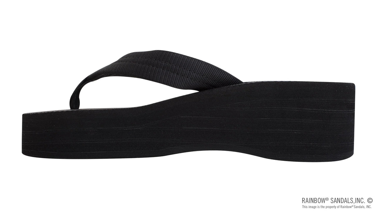 6 Layer Rubber Solid Black Wedge 1" EVA Filled Nylon Strap  
