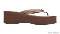 Madison Dkbrwn Lthr 6-Layer Wedge 3/4@Strp w/1/2@Braid on tp